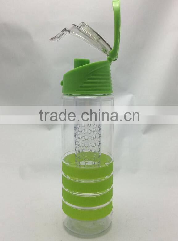 2015 Hot sale silicone/diamond ring Leak-proof Tritan fruit infuser water bottle