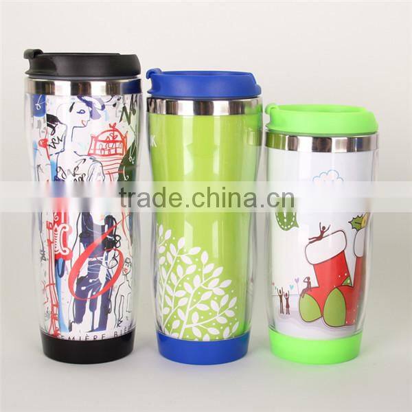 Shenzhen Factory Double Wall Plastic Advertising Tumbler with SS Inner