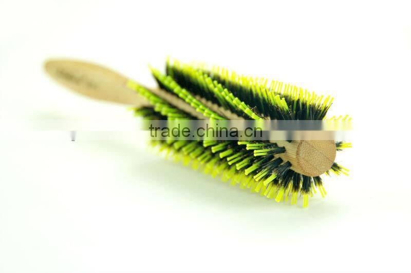 high quality nature bamboo rotating hair brush