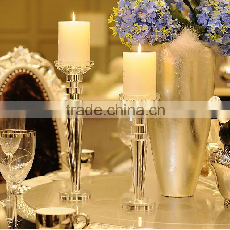 Clear crystal glass long stem candle holder for wedding centerpieces decoration