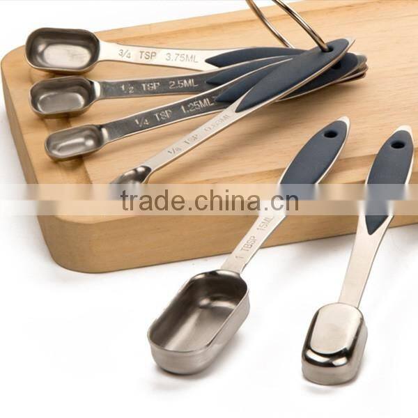 Set of 6 Non slip Handles Stainless Steel Measuring Spoon Set