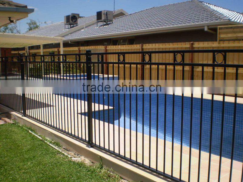 Powder coated flat top iron pool fencing