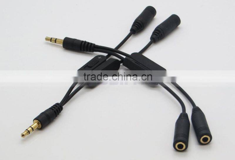 3.5mm Male- Female Headphone Earphone Splitter Cable Audio AUX Cable with Volume Control