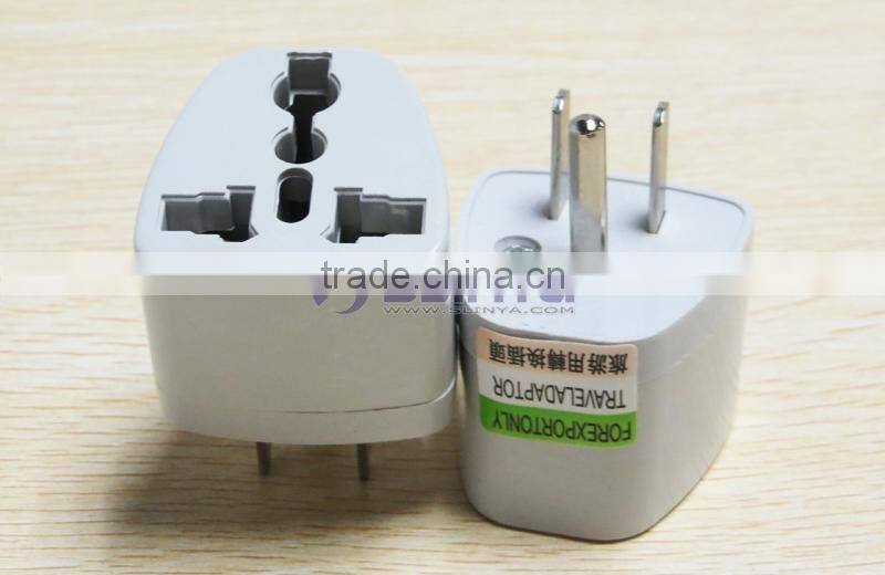 Manufacturer directly supply Universal to USA Plug Adapter with Ground Plug, 3 pin Universal AC USA Travel Adapter