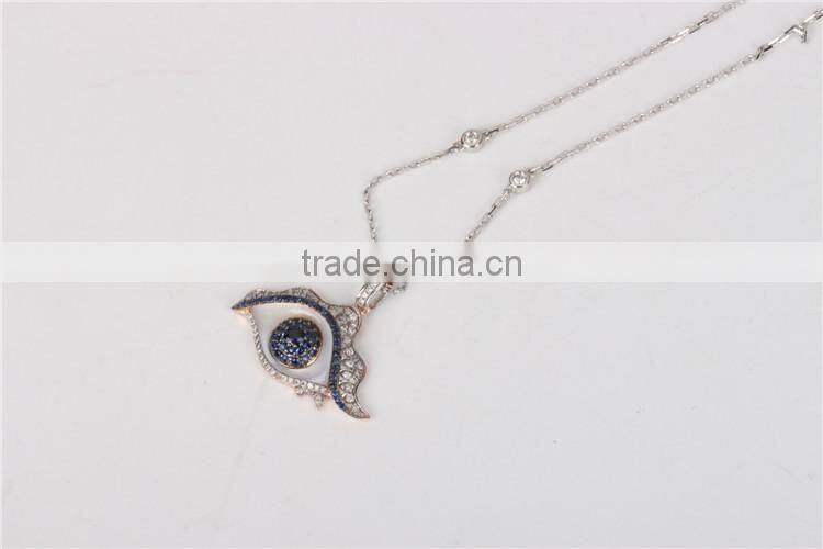 2016 Fashion 925 sterling silver bule evil eye pendant necklace jewelry