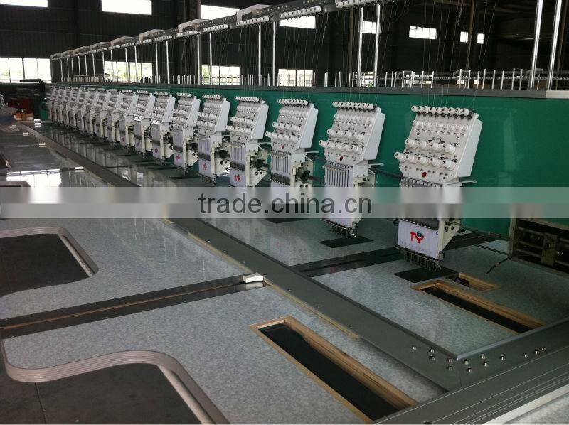 Multi-heads flat computerized embroidery machine with cutter