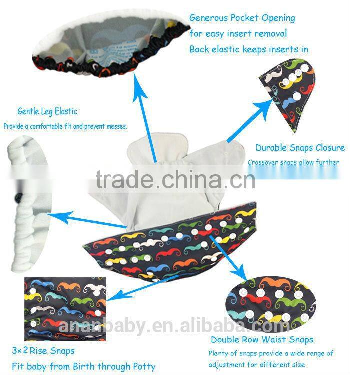 AnAnBaby New Printed Baby cloth diapers Reusable bulk cloth diapers