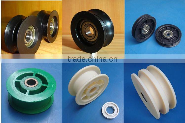 Engineering cnc machined nylon pulley 3 v groove durable plastic pulley bearing wheel