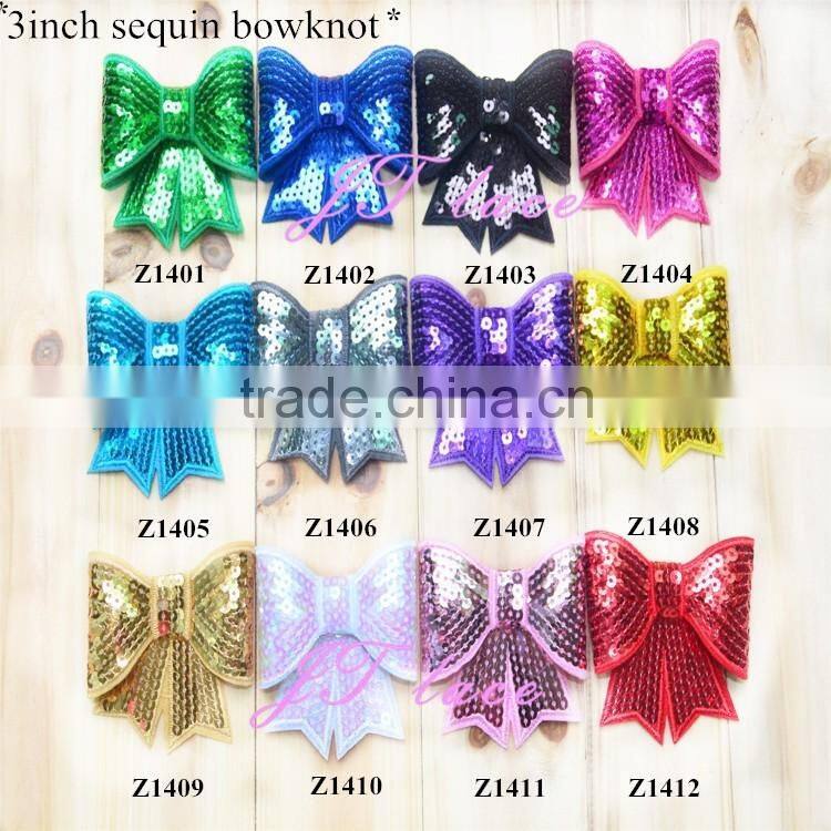 Wholesale shiny hair bow- sparkle bow- denim hair bow
