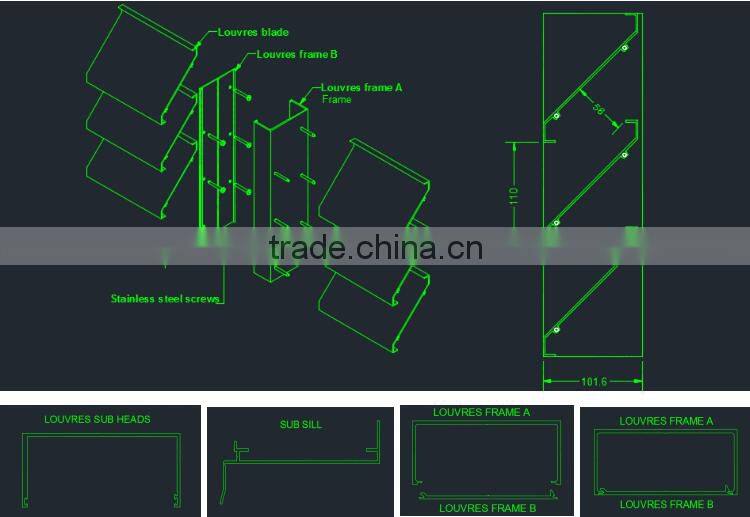 high quality custom blade industrial louvers