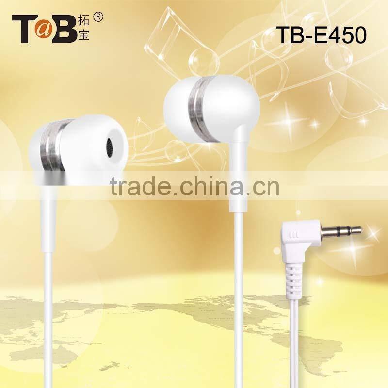 3.5mm L shape plug plastic handsfree headphone earbuds with mic