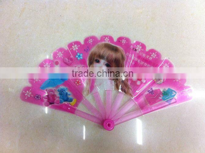 decorative hand fans with cartoon pink cat
