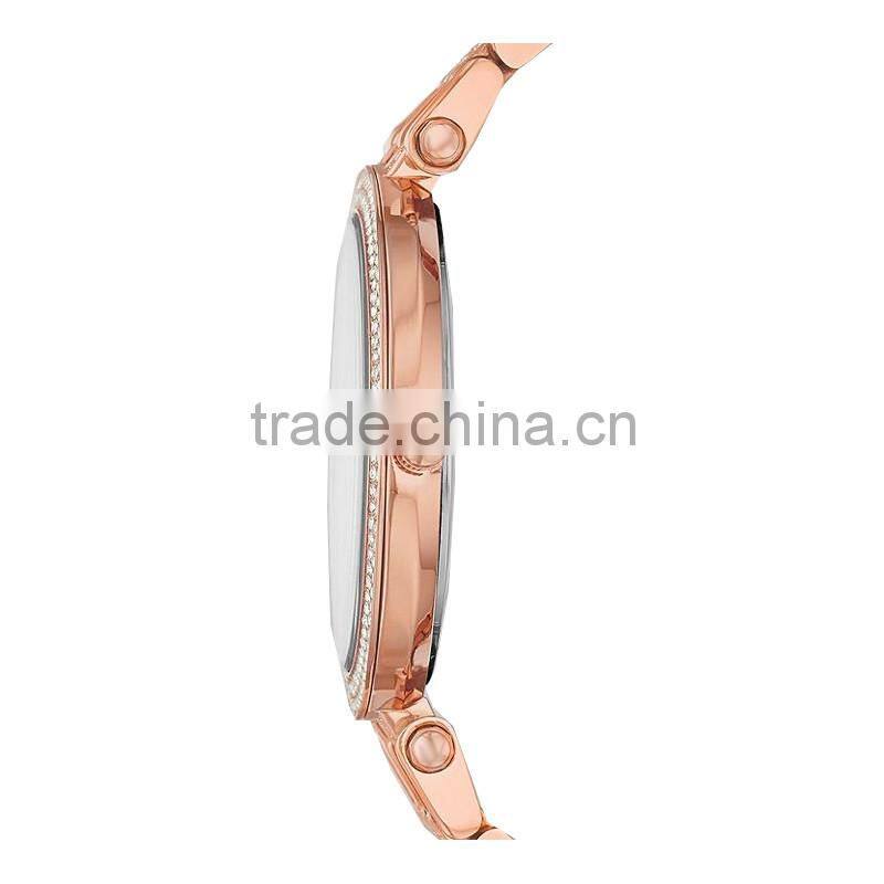 China Alarm women's vintage diamond bezel stainless steel bracelet watch water resistant quartz movement