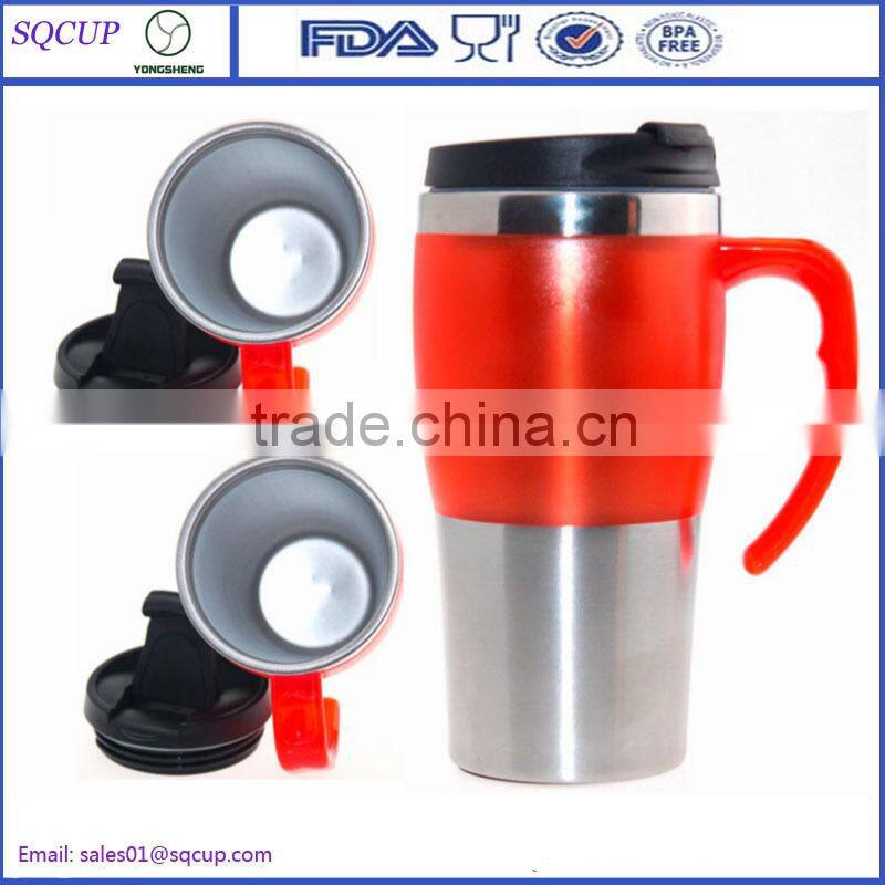 Office/Car Daily Use Double Wall Insulated Coffee Mug with Handle and Lid
