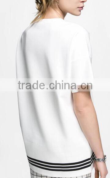 2015 Fashion Cheap Plain Short Sleeve White T Shirt Women Cotton