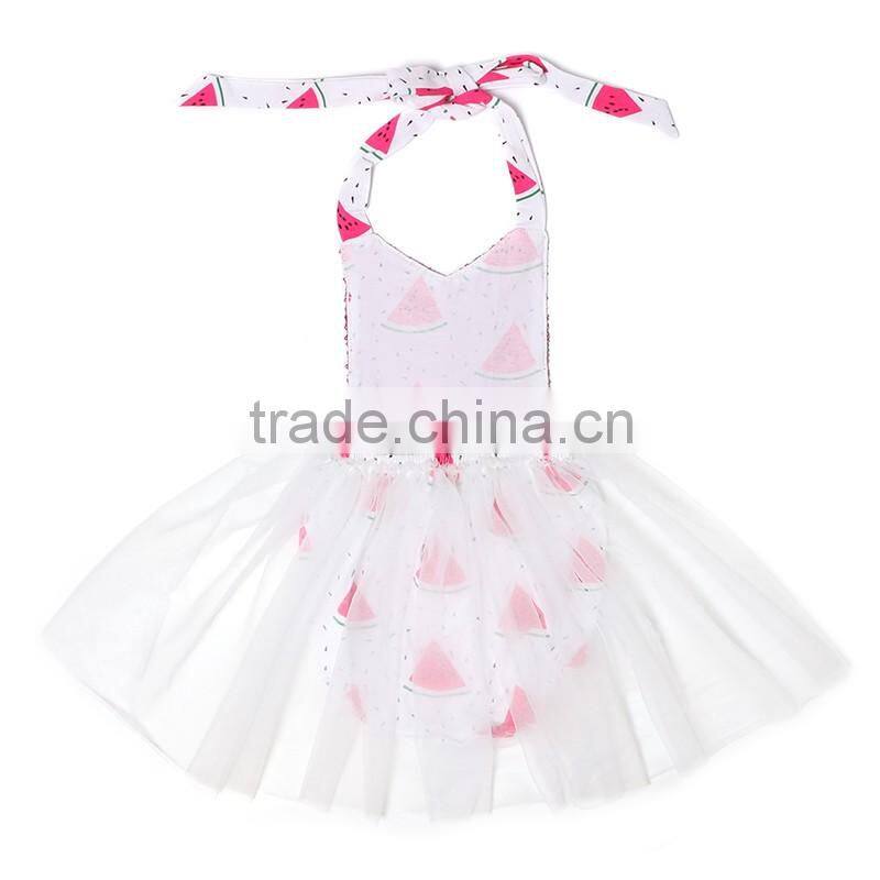 2016 Hot Sale Baby Ruffle Watermelon Printed Romper Backless Girls Fashion Breathable Romper
