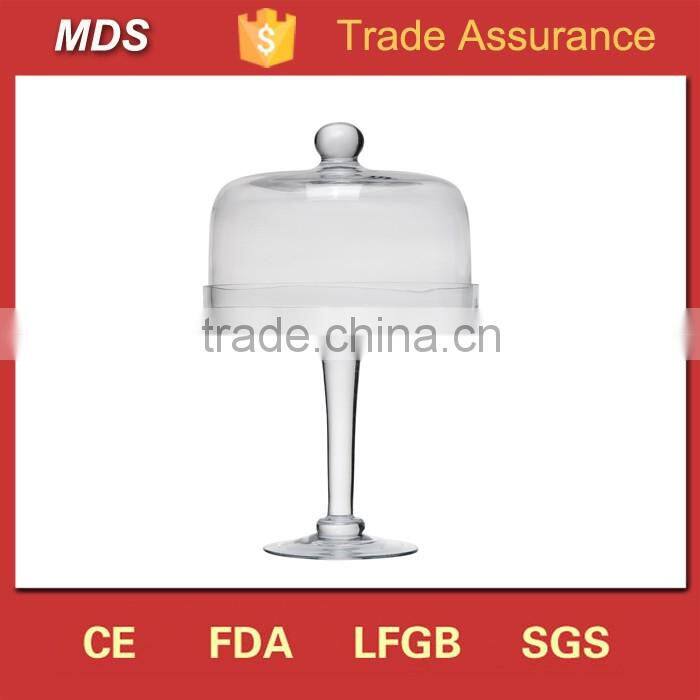 Clear antique glass cake plate and pedestal glass dome