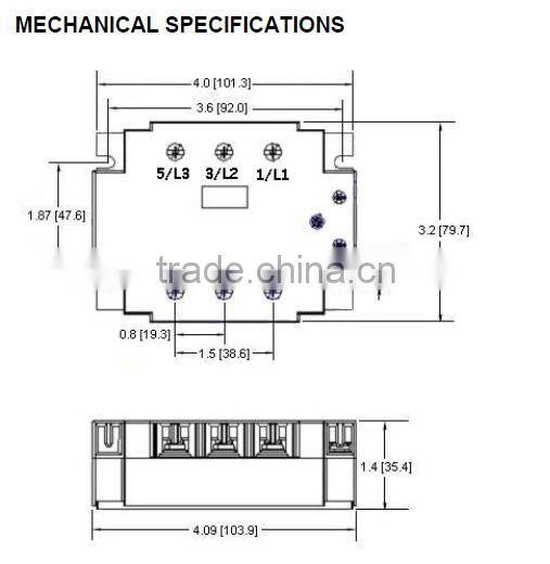 Three-phase solid-state relay; Ratings 25A , 50A per phase @ 48-530 VAC panel mount D53TP50D