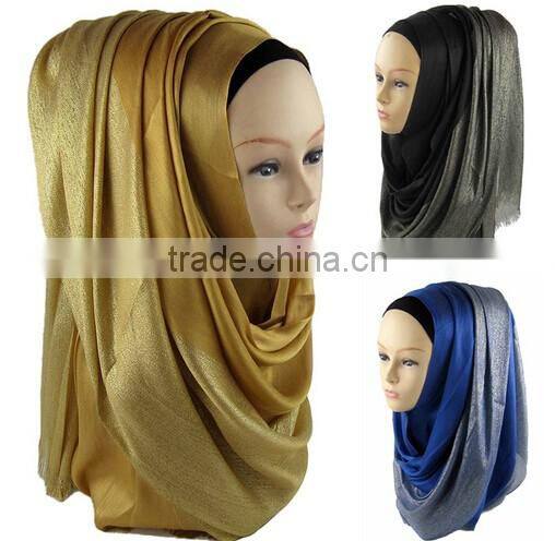 >>New arrival fashion shining women plain muslin hijab scarf/