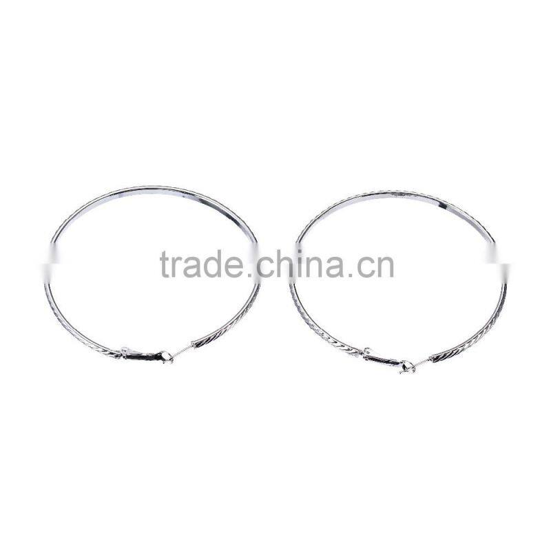 Fashion & Cheap jewelry South Africa style silver plated carving lines shiny hoop earrings