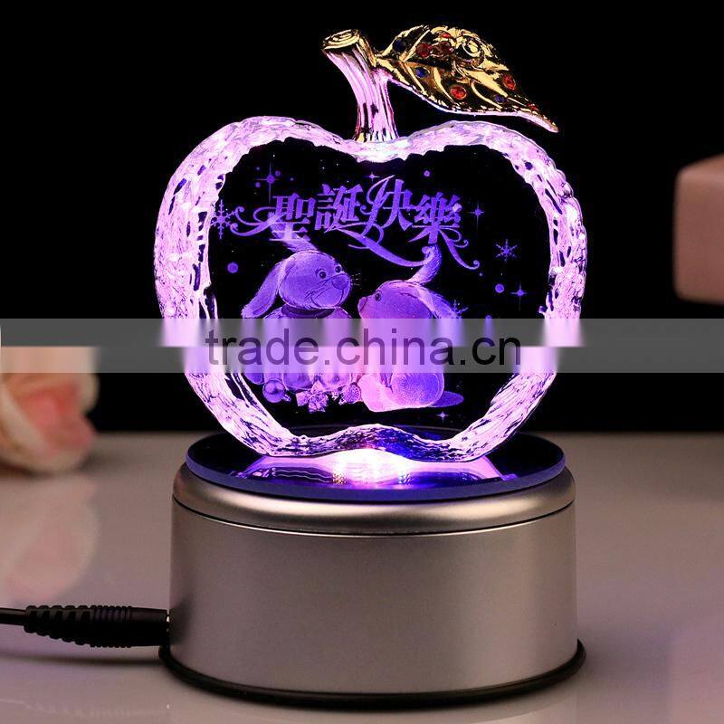 Fashion Wedding Souvenir Crystal LED Apple Gift