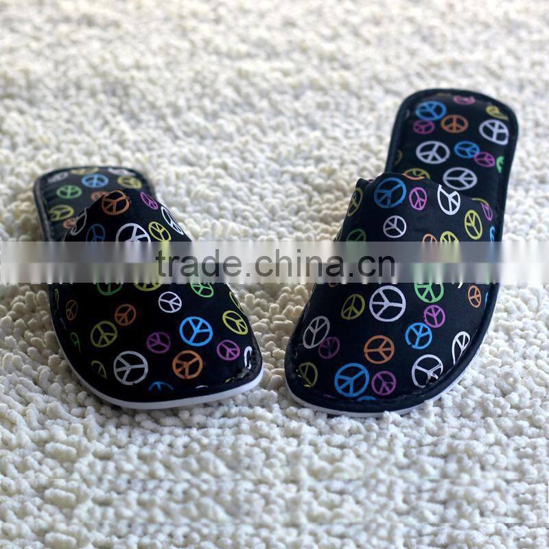 Colorful printing close toe women indoor flat slippers
