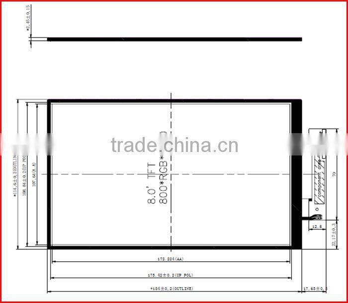 8inch 300nits 800*1280 MIPI interface IPS tft lcd display panel