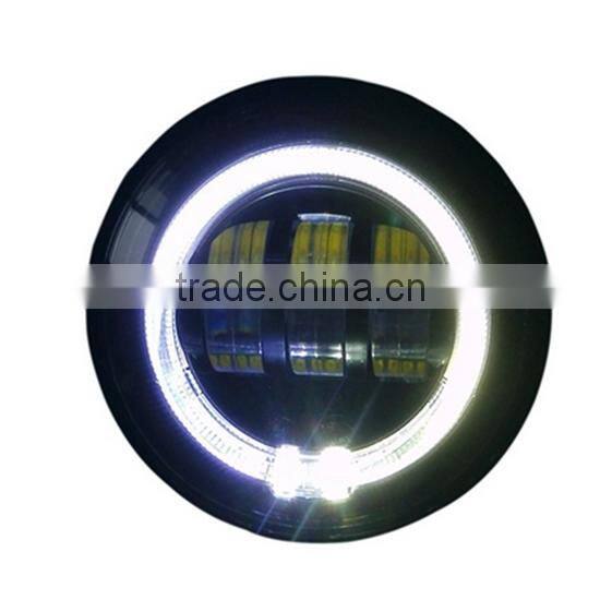 4-1/2" Halo Black LED Auxiliary Spot Fog Passing Lights Lamps Pair Harley Motorcycle