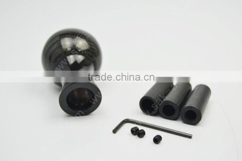 Real 3k Carbon Fiber Top Aluminum Ball Gear Shift Knob Head Manual Black