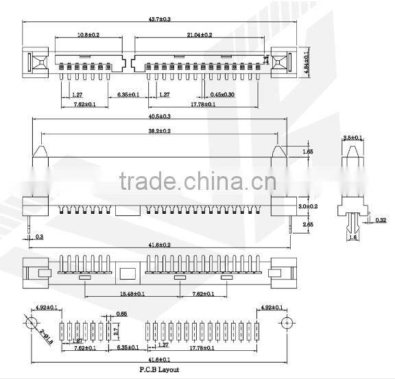 Pitch:1.27mm SATA Female 7+15Pin Top Entry SMT Type