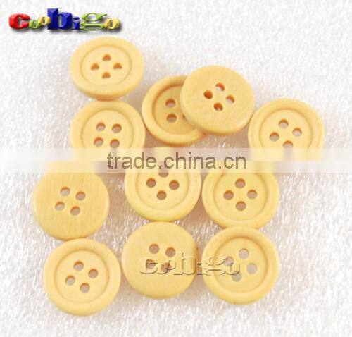 15mm(24L)Dia Imitation Wood Resin Buttons 4 Holes Sewing Craft DIY Accessories For Hap Bag Shoe Garment #FLN003-15A