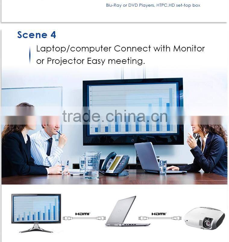 Metallic Shinning HDMI cable A male to A male with Cotton Sleeve for Blue ray DVD