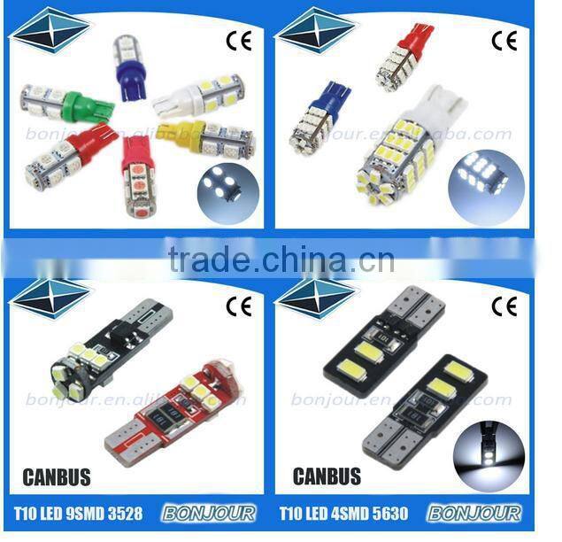 auto led light T10 base 3528smd led yellow green red bule white color