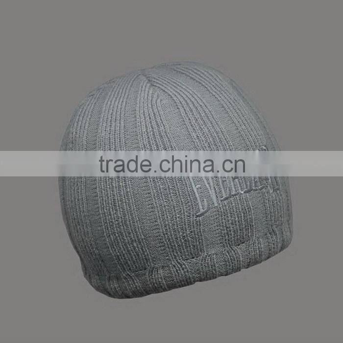 CHARACTER GREY EMBROIDERY BEANIE HATS WHOLESALE WITH WOVEN LABEL