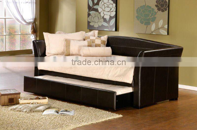 Upholstered Leather Daybed with Trundle