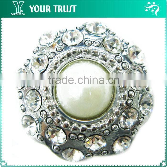 Vintage Crystal Rhinestone Silver Metal Nickel Free Shank Rhinestone Button
