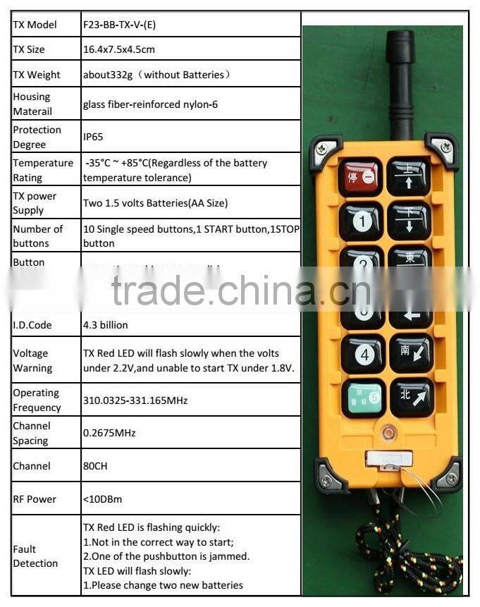 Henan Yuding F23-BB High Quality Mini 433mhz Universal Wireless Remote Control For Crane