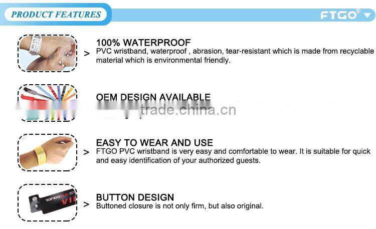new custom style pvc material disposable safety entrance wristband