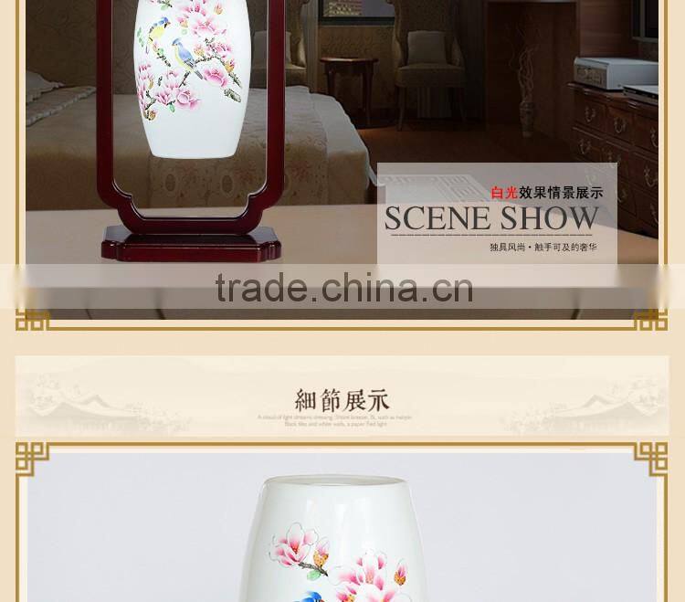 Natural wood table light antique indoor red wood table lamp