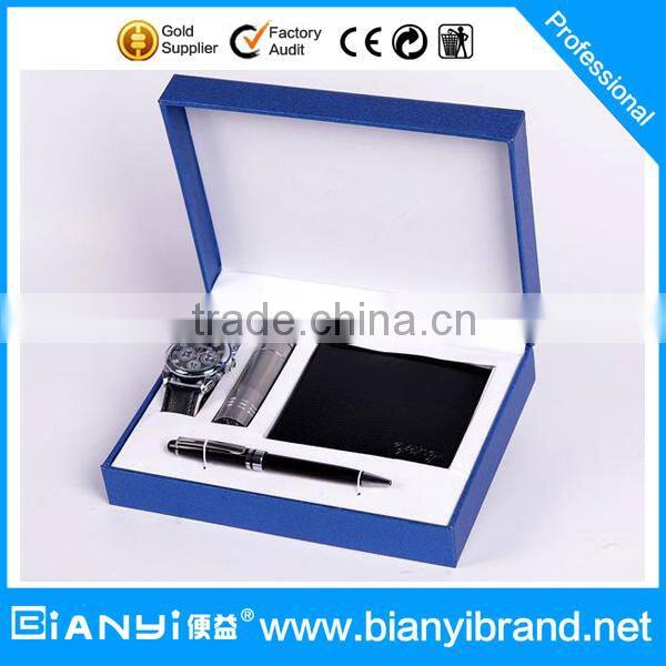 2016 direct factory wholesale watches,fashion wallet with watch set,promotional business watch gift set box for men