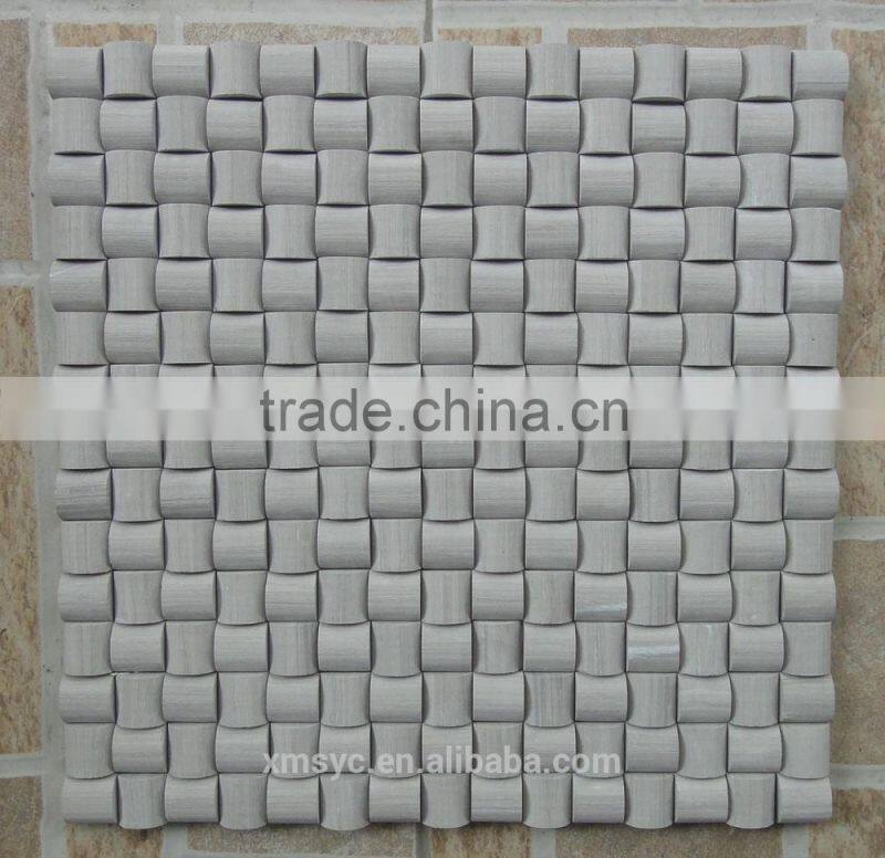 white cream marble mosaic, white woodvein marble mosaic, round marble mosaic
