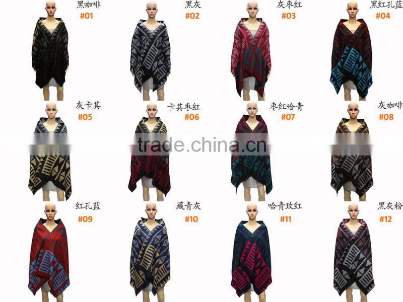 Women Winter Knitted Cashmere Poncho Capes Shawl Cardigans Sweater Coat