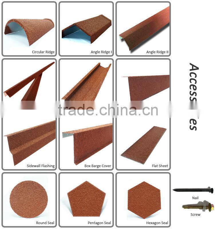 concrete roofing tiles sand coated/Color stone coated metal roofing sheets/low Classic stone coated steel roofing tile roof cost