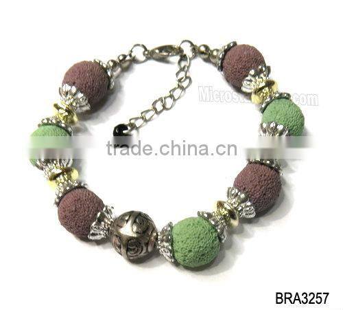 Braided handmade lava stone bracelet