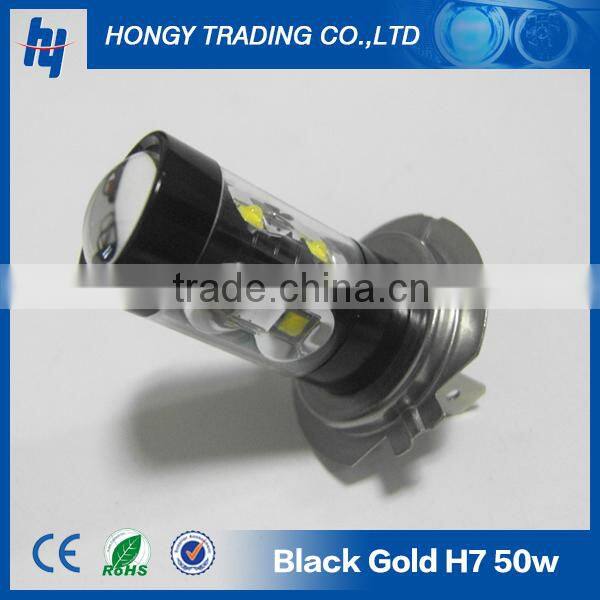 Black-top led car fog light h7 headlight 50w