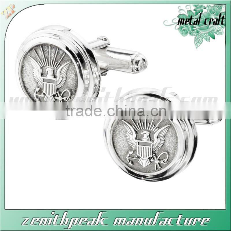 2016 Newest Design Silver Green Enamel Stainless Steel Cufflink For Men