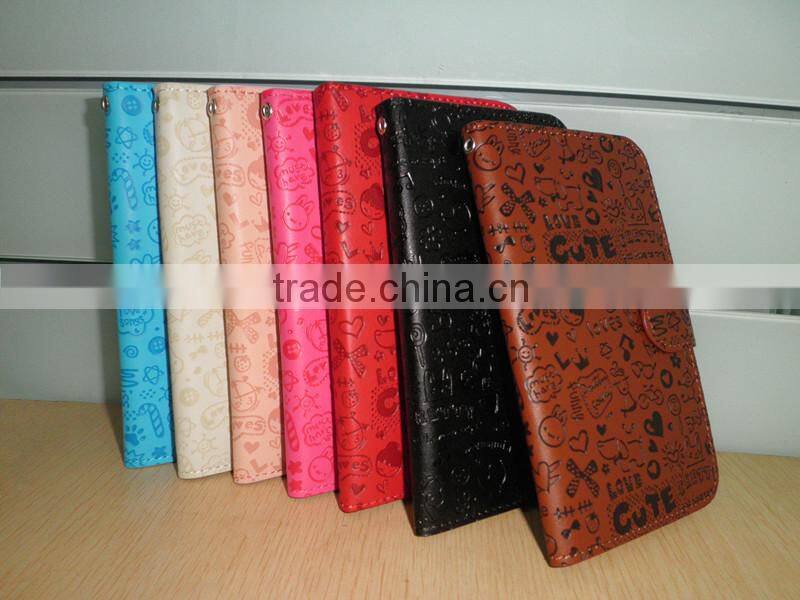 universal leather smart phone cover cases for 4.7 inch mobile cell phones wallet style