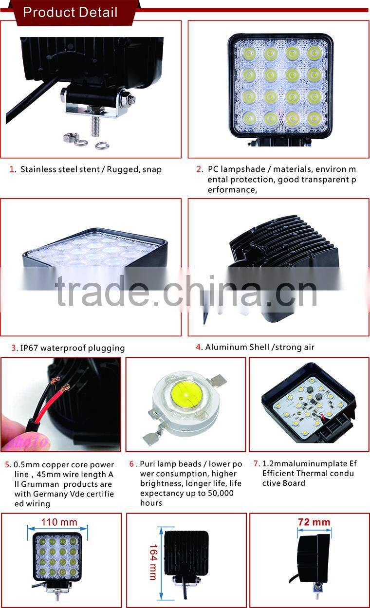 cars,motorcycles led work light 4x4 car accessories 48w led lights