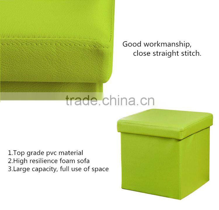 Cube Faux Leather Folding Storage Ottoman, Foot Rest Stool Footrest