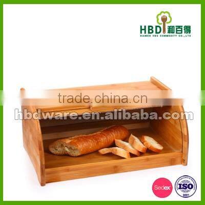 new products high quality hot selling bamboo bread box,bread bin storage box, wholesale